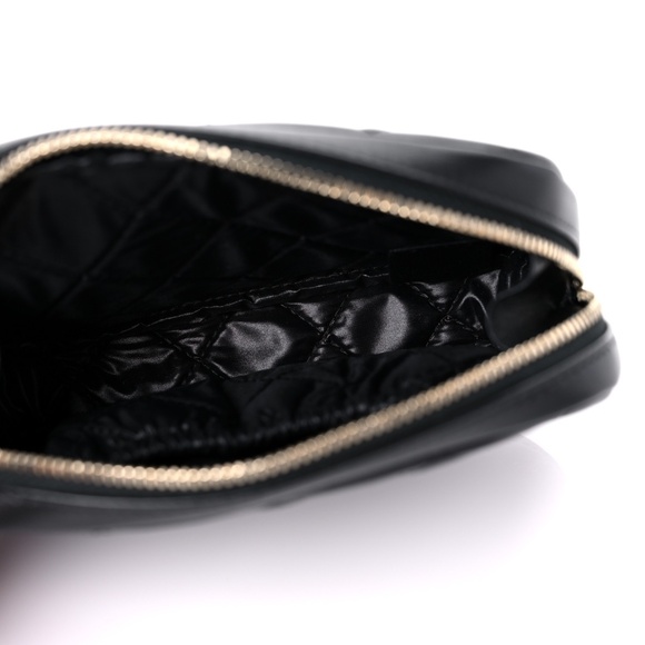 CHANEL  Lambskin Quilted Small Curvy Pouch Cosmetic Case Black - Picture 6 of 10